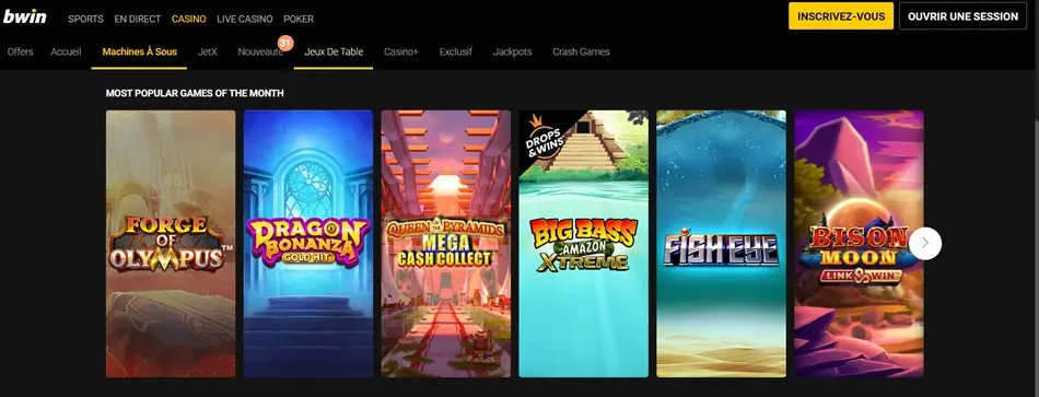 Sélection de machines à sous Bwin