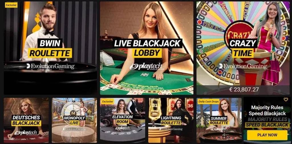 Jeux de casino en direct Bwin